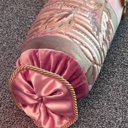 Handmade Velvet Bolster Pillow Decorative Sofa Cushion With Gold Trim - thumbnail 2