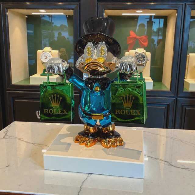 Blue Pop Art Resin Duck Sculpture Alec Monopoly Inspired, Luxury Home Decor, Cool Art, Gallery Money Art - image 1