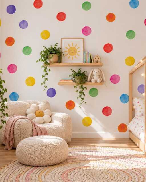 Polka Dot Wall Stickers - Rainbow Watercolour Decal's Dots Watercolor Spots - image 1