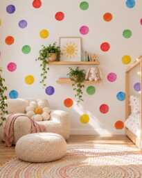 Polka Dot Wall Stickers - Rainbow Watercolour Decal's Dots Watercolor Spots - thumbnail 1