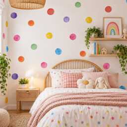 Polka Dot Wall Stickers - Rainbow Watercolour Decal's Dots Watercolor Spots - thumbnail 4