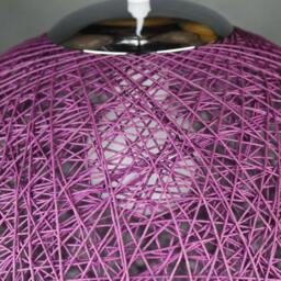 Handwoven Paper Rope Purple Pendant Light Spherical Hanging Lamp - thumbnail 3