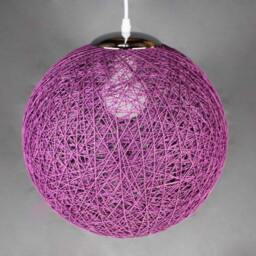 Handwoven Paper Rope Purple Pendant Light Spherical Hanging Lamp - thumbnail 2