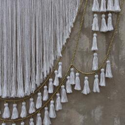 King Headboard Macrame Wall Hanging Gold Bead Garland Bedroom Decor - thumbnail 4