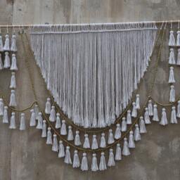 King Headboard Macrame Wall Hanging Gold Bead Garland Bedroom Decor - thumbnail 3
