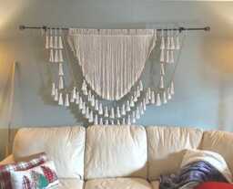 King Headboard Macrame Wall Hanging Gold Bead Garland Bedroom Decor - thumbnail 2