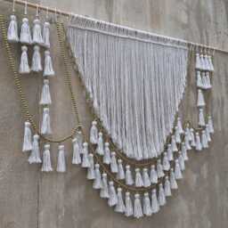 King Headboard Macrame Wall Hanging Gold Bead Garland Bedroom Decor