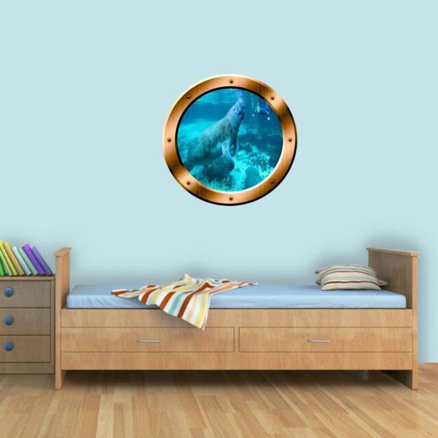 Underwater Manatee Window Porthole Wall Decal Peel & Stick - Vwaq Bp25 - image 1