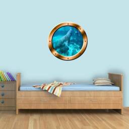 Underwater Manatee Window Porthole Wall Decal Peel & Stick - Vwaq Bp25 - thumbnail 1