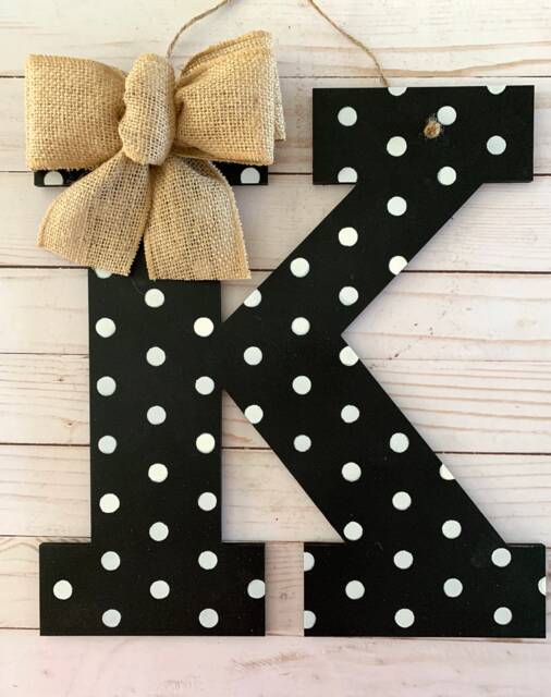Monogram Door Hanger - Personalized Initial Decor Wooden Letter Wall Front Decoration Porch - image 1