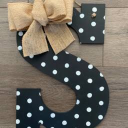 Monogram Door Hanger - Personalized Initial Decor Wooden Letter Wall Front Decoration Porch - thumbnail 3
