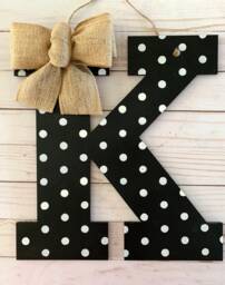 Monogram Door Hanger - Personalized Initial Decor Wooden Letter Wall Front Decoration Porch - thumbnail 1