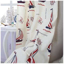 Nautical Sailing Boat Curtain Panel, Kids Nursery Decor - thumbnail 2