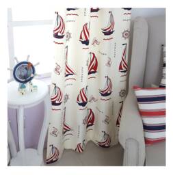 Nautical Sailing Boat Curtain Panel, Kids Nursery Decor