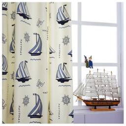 Nautical Sailing Boat Curtain Panel, Kids Nursery Decor - thumbnail 3