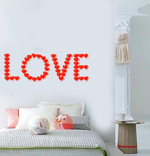 Wall Vinyl Decal Love Words in Hearts Symbols Of Quote Modern Abstract Home Art Decor - #1173Dz - image 1