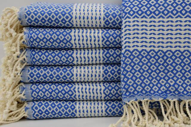 "Blue Pehtemal, Hammam Towel, Organic Cotton Towel, Sauna Towel, Soft Peshtemal, Turkish Towel, 38""x70" - image 1