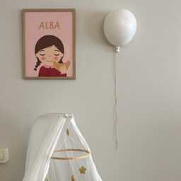 Personalized Girl Portrait Brown Hair & Croissant - Custom Nursery Wall Art With Name - thumbnail 3