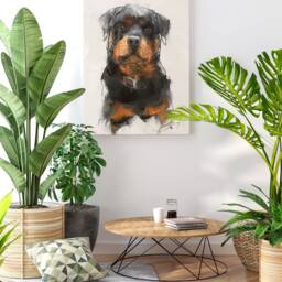Rottweiler Dog Art Cotton Canvas Wall Decor - thumbnail 3