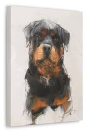 Rottweiler Dog Art Cotton Canvas Wall Decor - thumbnail 1