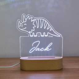 Dinosaur Colour Change Night Light, Personalised Childrens Bedroom Led Lamp, Stegosaurus Decor For Kids, Custom Bedtime Lamp - thumbnail 2