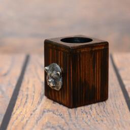 Akita Inu - Wooden Candlestick With Dog, Souvenir, Decoration, Limited Edition, Collection - thumbnail 2