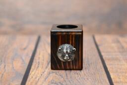 Akita Inu - Wooden Candlestick With Dog, Souvenir, Decoration, Limited Edition, Collection - thumbnail 1