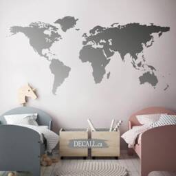 World Map Wall Decal - Removable Vinyl Office Art Sticker A160