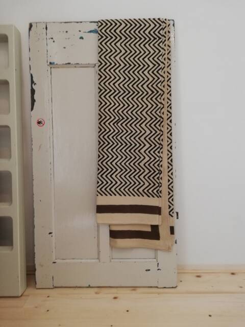 Hand Block Printed Cotton Bedspread Geometric Throw - Leheria Brown & Black - image 1