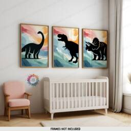 Boys Bedroom Dinosaur Prints - Set Of 3 Posters - Poster Nursery Dino Decor Childrens Wall Art Kids Playroom Artwork - thumbnail 2