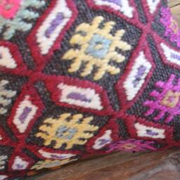 Vintage Kilim Pillow Cover - Handwoven Wool, Boho Cushion - 16 Inch - thumbnail 3