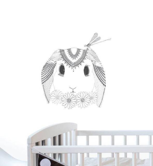 Peaceful Bunny Wall Sticker Decal - Illustration Stickers, Animals Decals, Home Decor, Art, Illustrations