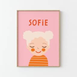 Personalized Girl Portrait With Name - Custom Kids Wall Art Nursery Print - thumbnail 3