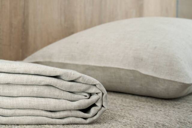 Beige Linen Flat Sheet European Flax, Twin-King Sizes - image 1