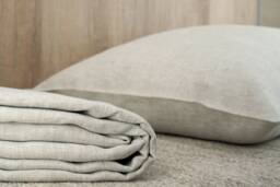 Beige Linen Flat Sheet European Flax, Twin-King Sizes