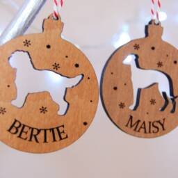 Dog Christmas Decoration, Ornament Pet Lover Gift, Tree Decor, Wooden Personalised Decoration - thumbnail 2