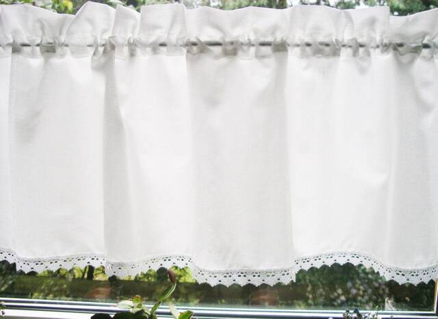 Curtain, White Bistro Curtain, Shabby Chic Bobbin Lace - image 1