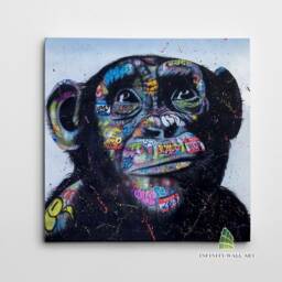 Graffiti Monkey Chimp Canvas Art Wall Print Picture Banksy Style Animal Framed Home Decor -C970 - thumbnail 2
