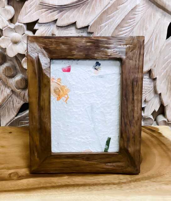 Rustic Teak Wood Photo Frame Fair Trade Country House Decor - image 1