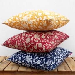 Indigo, Throw Pillow Cover, Kalamkari Print, Indian Ethinic, Cotton Pillow, Sizes Available - thumbnail 4