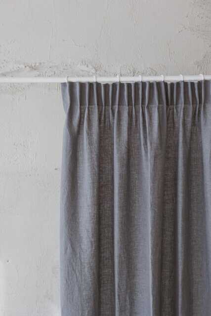 Pencil Pleat Linen Curtain - Custom Natural Drapes Farmhouse Window Handmade Grey Panel Various Sizes Available - image 1