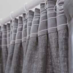 Pencil Pleat Linen Curtain - Custom Natural Drapes Farmhouse Window Handmade Grey Panel Various Sizes Available - thumbnail 2