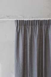 Pencil Pleat Linen Curtain - Custom Natural Drapes Farmhouse Window Handmade Grey Panel Various Sizes Available
