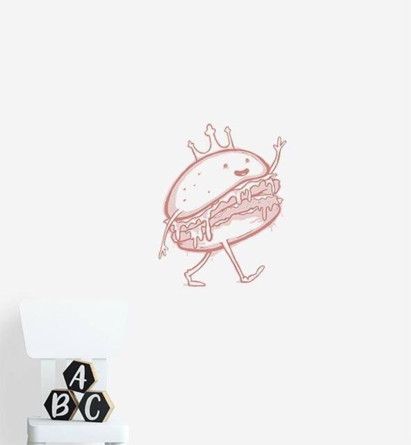 The King Of Burgers Wall Sticker Decal - Kids Stickers, Animals Childrens Decals, Art, Room, Girl, Boy