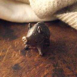 Boar Figurine - Massive Bronze Pendant Zodiac Totem ... Pig Piglet Neolithic - thumbnail 3