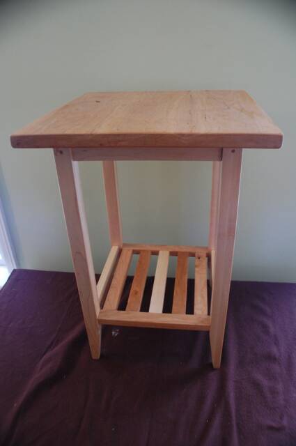 Square Hard Maple & Cherry Shaker End Table With Shelf - image 1
