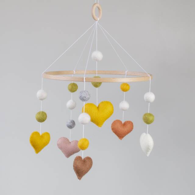 Hearts Baby Mobile, Handmade & Unique Nursery Decor - image 1