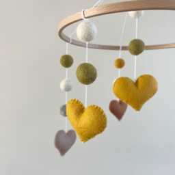 Hearts Baby Mobile, Handmade & Unique Nursery Decor - thumbnail 2