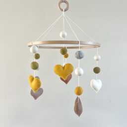 Hearts Baby Mobile, Handmade & Unique Nursery Decor - thumbnail 3