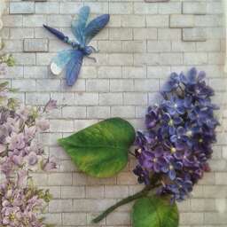 Handmade Lilac Quilling Art 3D Floral Dragonfly Wall Decor - thumbnail 3